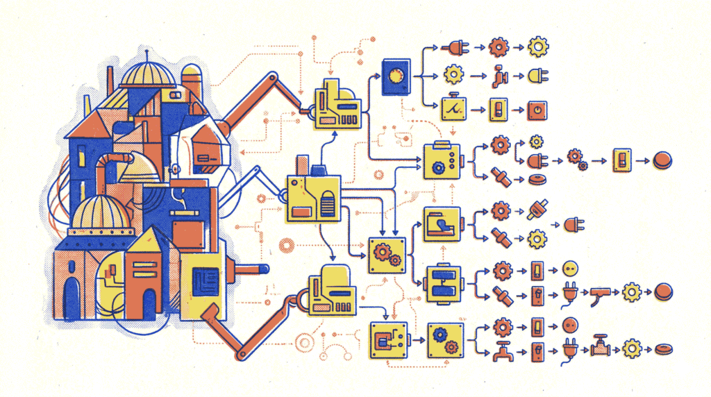 Diagram showing autonomous goal decomposition with an agent breaking a complex task into hierarchical sub-goals