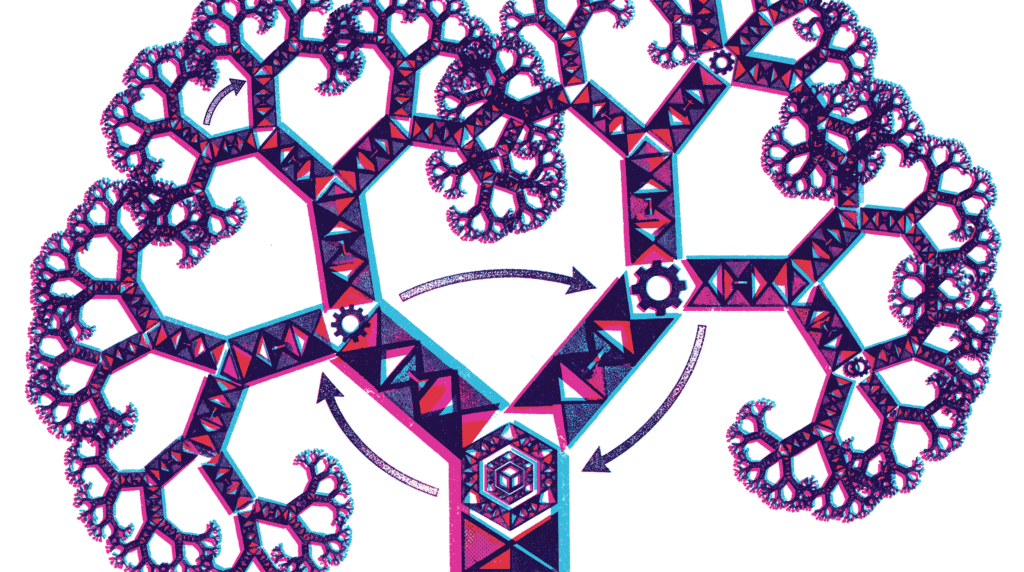 Diagram illustrating recursive CTEs traversing a hierarchical data structure like an employee org chart