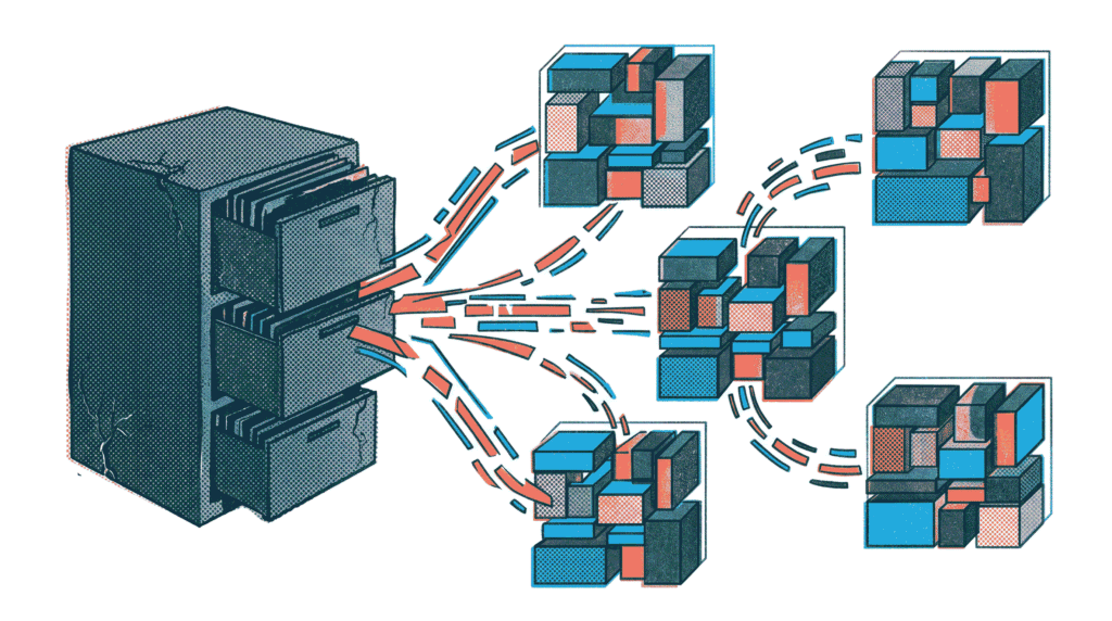 Illustration comparing database sharding and partitioning strategies for horizontal scaling