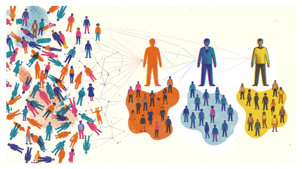 Scatter plot showing customer segmentation with K-Means clustering based on annual income and spending score