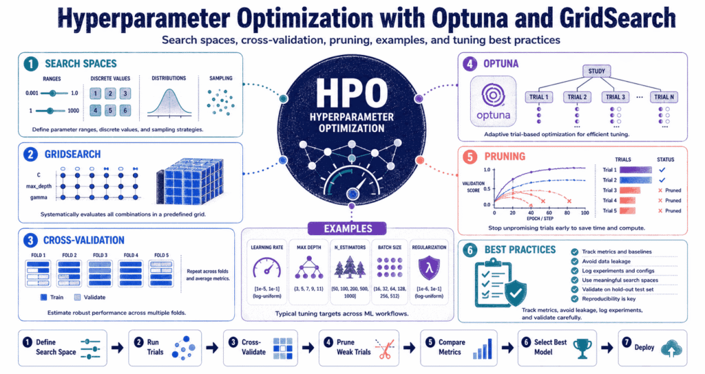 Hyperparameter optimization workflow with Optuna and GridSearch